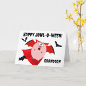 Grandson Halloween Jowloween Funny Pig Vampire Karte (Gelbe Blume)