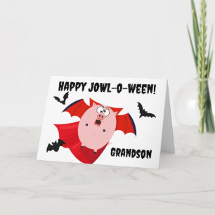 Grandson Halloween Jowloween Funny Pig Vampire Karte