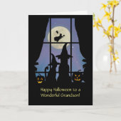 Grandson Halloween mit Hund und Katze Niedlich Karte (Gelbe Blume)