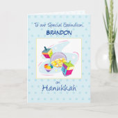 Grandson Hanukkah Customizable Name Blue Karte (Vorderseite)