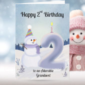Grandson Happy 2nd Birthday Snowman Building Karte