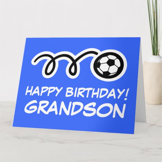 Grandson Happy Birthday Fußball-Grußkarte Karte (Vorderseite)