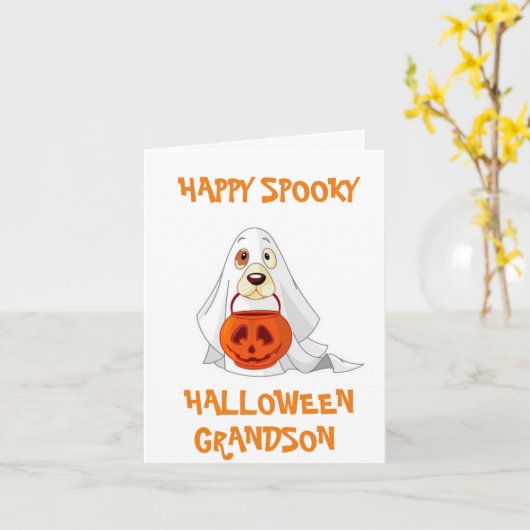 **GRANDSON** HAT EINE FREUDE & SPOOKY HALLOWEEN KARTE (Gelbe Blume)