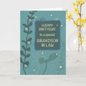 Grandson in Law Religious Birthday Green Hand Zeic Karte (Gelbe Blume)