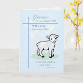 Grandson Individuelle Name und Datum Taufe Blaues  Karte (Gelbe Blume)