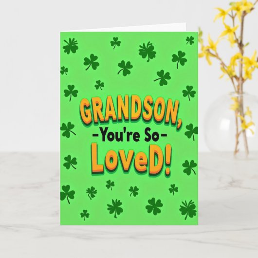 Grandson Loved Bold Text Card Karte (Gelbe Blume)