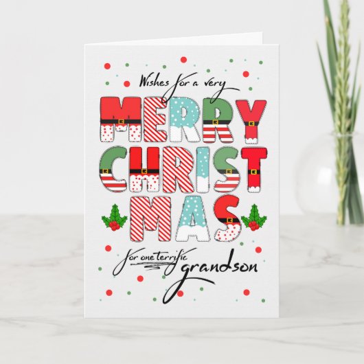 Grandson Merry Weihnachtsbriefe Feiertagskarte (Vorderseite)