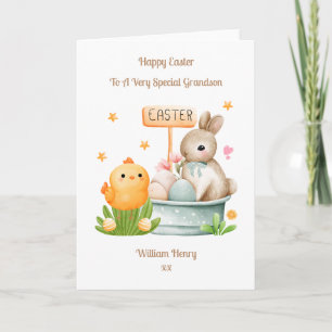Grandson Oaster Bunny Rabbit und Chick Card Karte