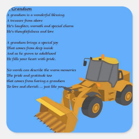Grandson Poem - digger Quadratischer Aufkleber (Vorderseite)