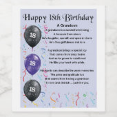 Grandson Poem Weinflaschen Etikett 18. Geburtstag (Einzelnes Label)
