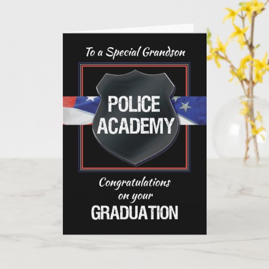 Grandson Police Academy Abschluss Herzlichen Glück Karte (Gelbe Blume)