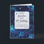 Grandson Religious 18. Geburtstagsstars in Galaxy Karte<br><div class="desc">Feiern Sie mit dieser stellaren religiösen Karte den 18. Geburtstag Ihres Enkels. Die Bilder eines schwarzen Himmels mit Blues, Grüntönen und weißen Sternen verzieren den kosmischen Ton. Die Botschaft im Inneren erfasst das Wesentliche und vermittelt, dass er im riesigen Universum eine einzigartige Schöpfung ist, die durch Gottes phantastischen Plan komplex...</div>