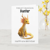 Grandson Sechsjähriger Dragon Birthday Karte (Gelbe Blume)