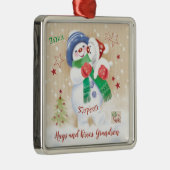 Grandson, Snow Boy Hugs Welpe Ornament Aus Metall (Rechts)