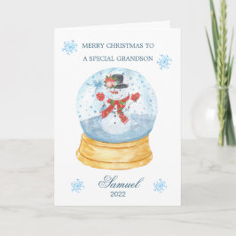 Grandson Snow Globe Snowman Weihnachten
