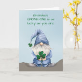 Grandson St Patricks Day Gnome in Denim Karte (Gelbe Blume)