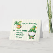 Grandson St. Patricks Day Gnomes Lucky und gesegne Karte (Vorderseite)