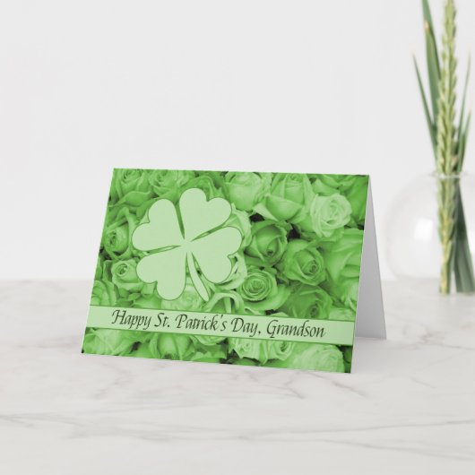 Grandson St. Patrick's Irish Rose Karte (Vorderseite)