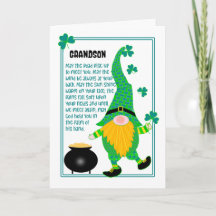 Grandson St Patrick's Leprechaun Celtic Card
