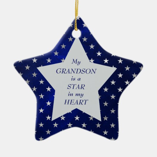 Grandson Star Pattern Keepake Keramik Ornament (Vorne)
