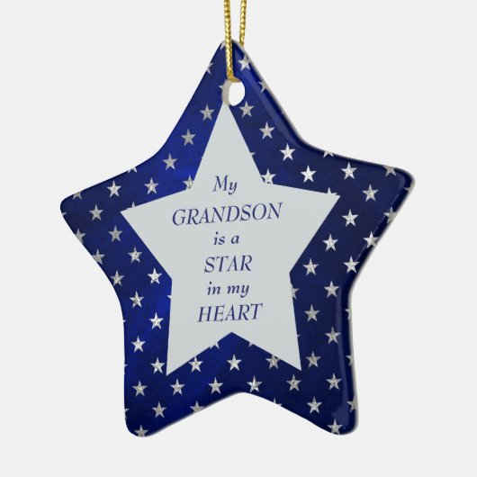 Grandson Star Pattern Keepake Keramik Ornament (Links)