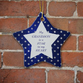 Grandson Star Pattern Keepake Keramik Ornament