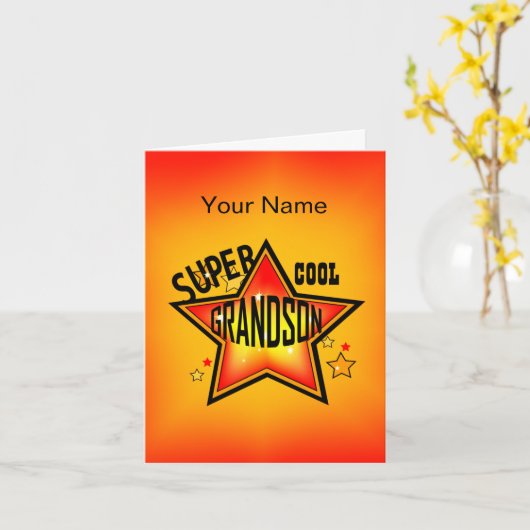 Grandson Super Cool Star Greeting Karte (Gelbe Blume)