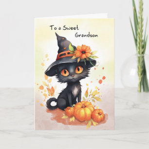 Grandson Sweet Halloween Cat Karte