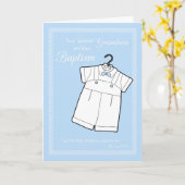 Grandson, Taufe Anzug auf Baby Blue Karte (Gelbe Blume)