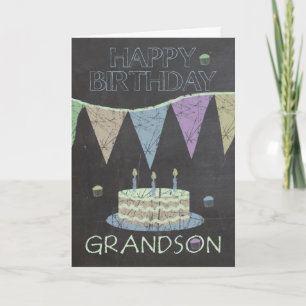 Grandson Trendy Chalk Board Effekt Geburtstagkarte Karte