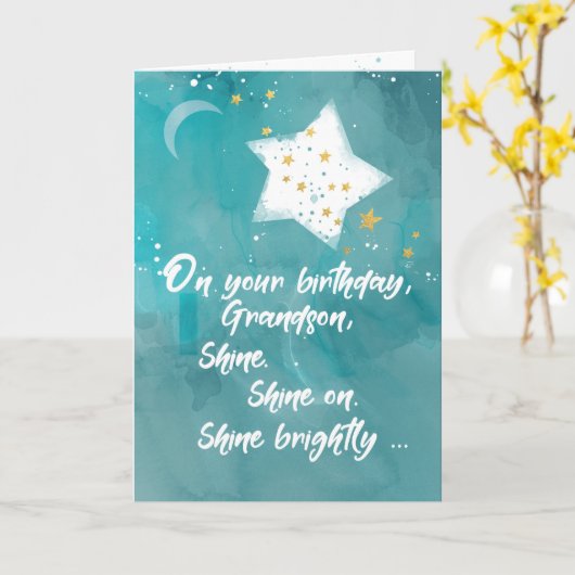 Grandson Tween oder Teen Birthday Night Sky Bright Karte (Gelbe Blume)