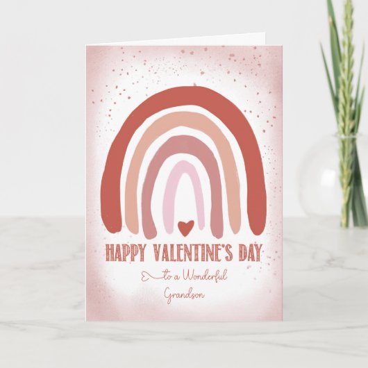 Grandson Valentine Hand gestrichen Weichrosa Karte (Vorderseite)