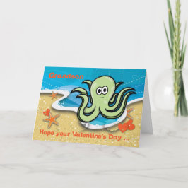 Grandson Valentine's Day Cartoon Octopus Karte