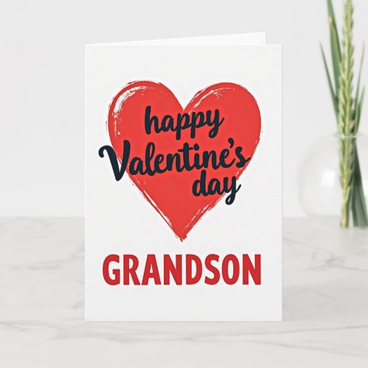 Grandson Valentines Day Heart Card Karte (Vorderseite)