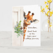 Grandson Viel Glück Uni Journey Giraffe Peaking Karte (Gelbe Blume)