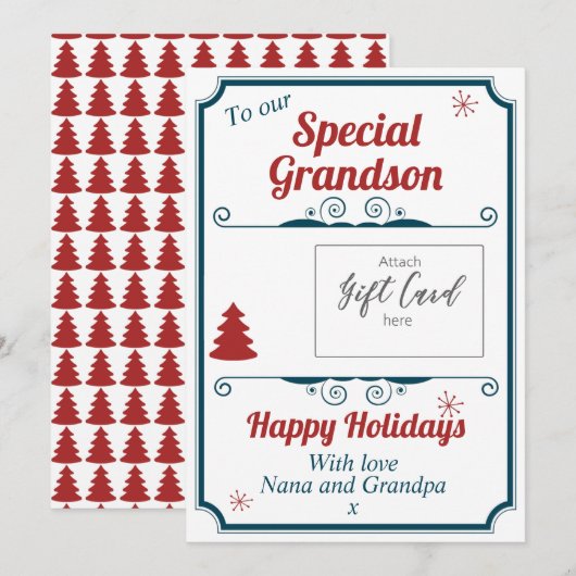 Grandson Weihnachts-Weihnachtsgeschenk-Kartenhalte (Vorne/Hinten)