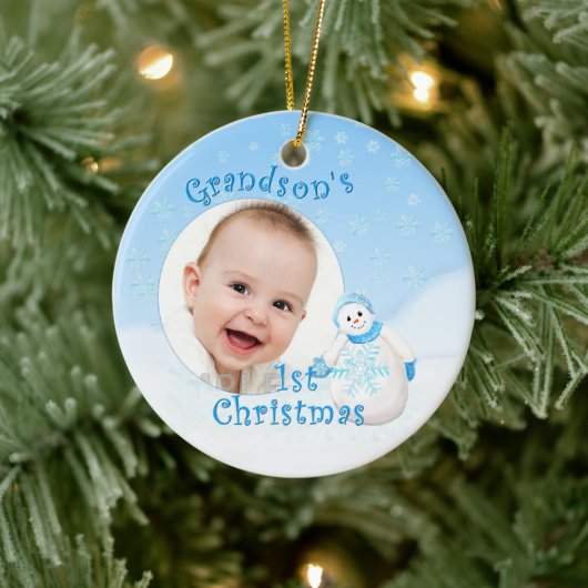 Grandsons 1. Weihnachtsschneemann Keramik Ornament (Baum)