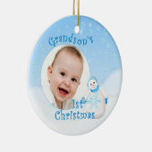 Grandsons 1. Weihnachtsschneemann Keramik Ornament (Rechts)