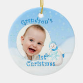 Grandsons 1. Weihnachtsschneemann Keramik Ornament (Vorne)