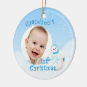 Grandsons 1. Weihnachtsschneemann Keramik Ornament (Links)