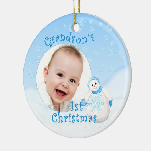Grandsons 1. Weihnachtsschneemann Keramik Ornament (Links)