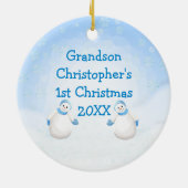 Grandsons 1. Weihnachtsschneemann Keramik Ornament (Hinten)
