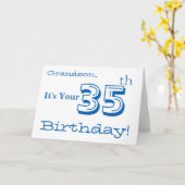 Grandson's 35. Geburtstag Gruß in blau & weiß. Karte (Gelbe Blume)