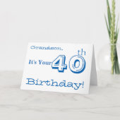 Grandson's 40th birthday greeting in blue & white karte (Vorderseite)