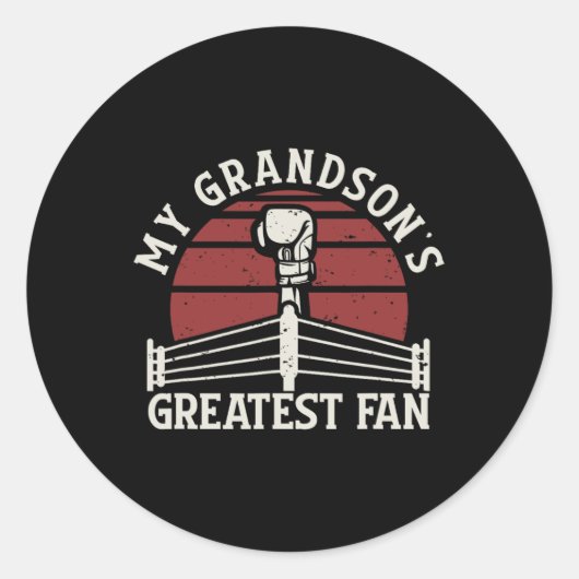 Grandsons Bester Fan-Boxing-Großmutter Runder Aufkleber (Vorderseite)