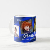 Grandsons Blue Stripes Vier Foto Collage Tasse (Vorderseite Links)