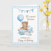 Grandsons erster Geburtstag Teddy Bären Gruß Karte (Gelbe Blume)