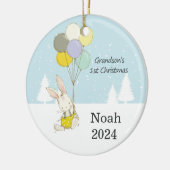 Grandsons erstes Niedliches WeihnachtsRabbit Keramik Ornament (Links)