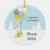 Grandsons erstes Niedliches WeihnachtsRabbit Keramik Ornament (Hinten)