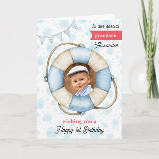 Grandsons Foto Geburtstagskarte Karte (Vorderseite)